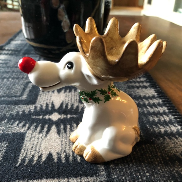 Fitz and Floyd Christmas reindeer moose ceramic figurine Handpainted Japan - Picture 5 of 6